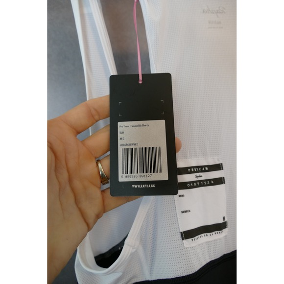 NWT Rapha Pro Team Training Bib Shorts Black White Mens Medium Cycling Apparel - Picture 11 of 12